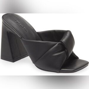 NEW Open Edit Saydee Heeled Sandal Vegan Leather Black sz 6